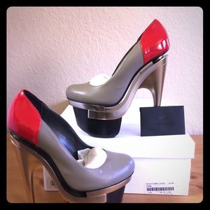 Versace Triple Platform Patent and Leather Pumps